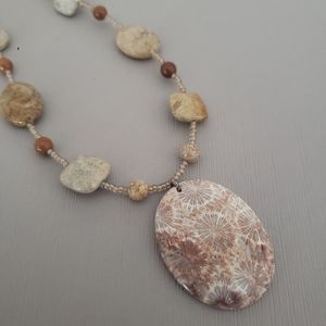 OOAK Kriaytions Fossil Coral Pendant Necklace NEW